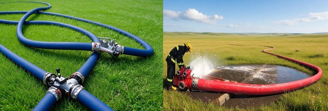 Large diameter layflat hose application in field firefighting and water supply